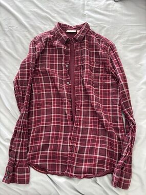 Dkny Men's Burgundy Plaid Button-Down Shirt